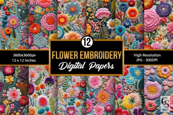 Colorful Flower Embroidery Digital Paper – A Designer’s Review