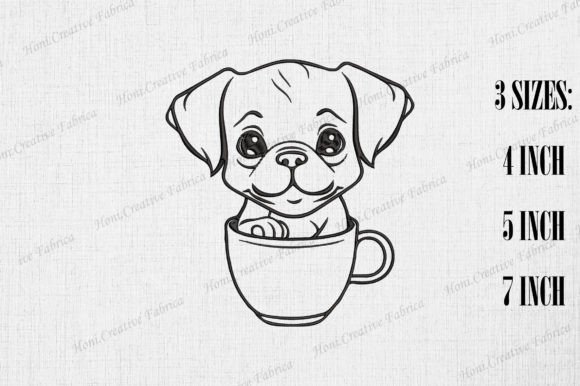 Cute Bulldog in Coffee Cup Embroidery Review