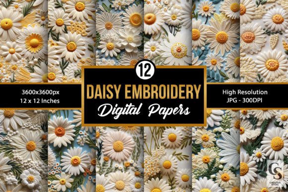 Daisy Floral Embroidery Seamless Pattern Review
