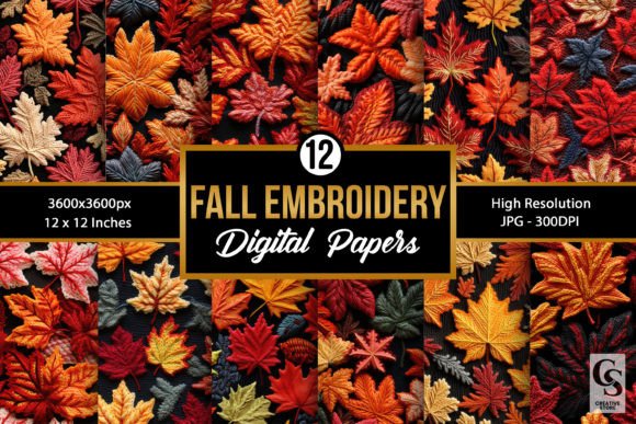 Fall Leaves Embroidery Digital Papers: A Designer's Review