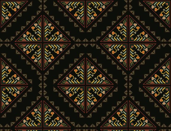 Geometric Floral Embroidery Pattern for Seasonal Products