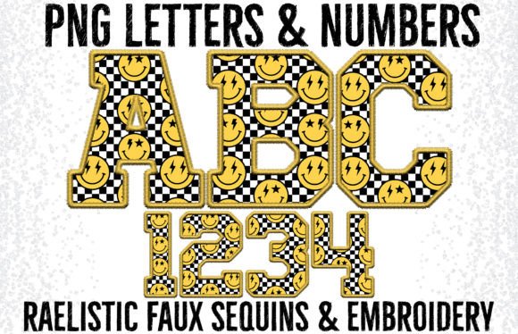 Groovy Checkered Faux Embroidery Letters