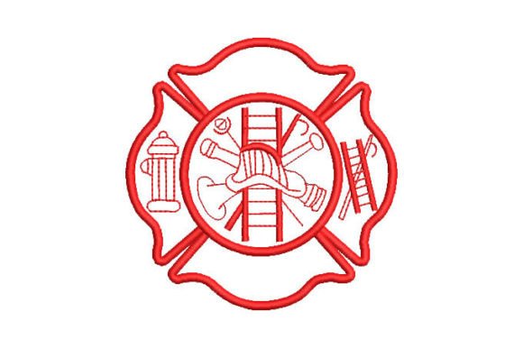 Red Fire Shield Embroidery Designs for Etsy Sellers